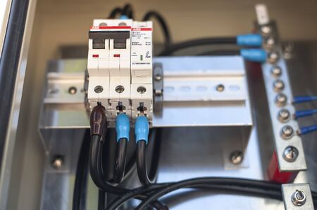 Roi Et, Thailand - January 6,2020 : Consumer unit of telephone signal control box subnet.のeditorial素材