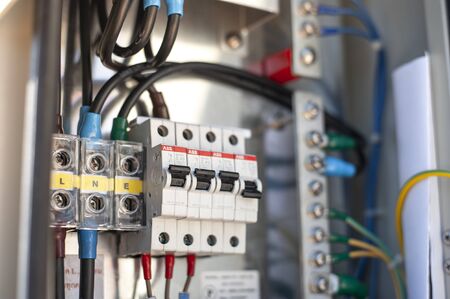 Roi Et, Thailand - January 6,2020 : Consumer unit of telephone signal control box subnet.のeditorial素材