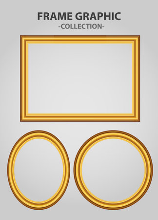 vector realistic golden luxury frames collectionのイラスト素材
