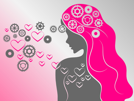 Symbolic image of  thoughts and feelings of a girlのイラスト素材
