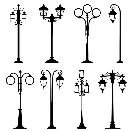City street lanterns set, isolated illustration, different typesのイラスト素材