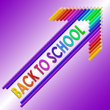 Back to school text with colored pencils. Vector illustration.のイラスト素材