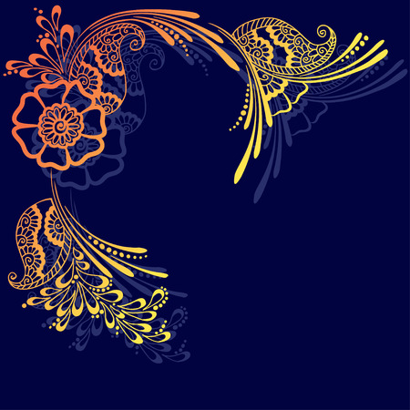 card in oriental style, floral ornament, vector illustrationのイラスト素材