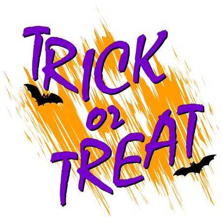 trick ot treat text, halloween card with batsのイラスト素材
