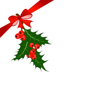 Holly berry or ilex plant. Christmas symbol illustrationのイラスト素材