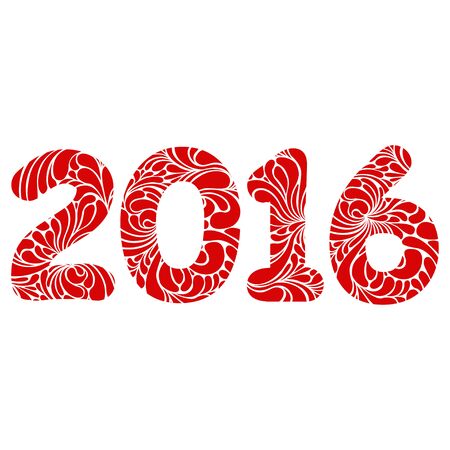 2016 text, new year design element, illustrationのイラスト素材