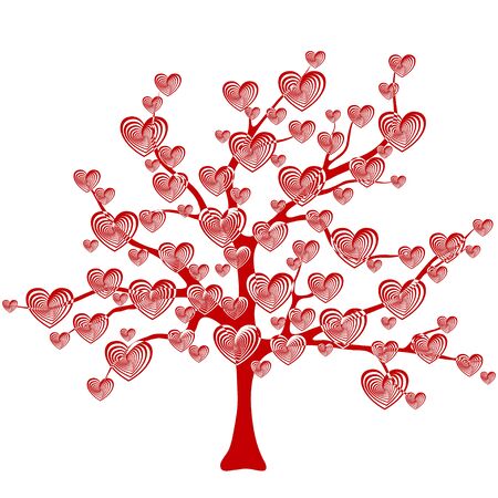 Valentine love tree, leaves from hearts, illustrationsのイラスト素材
