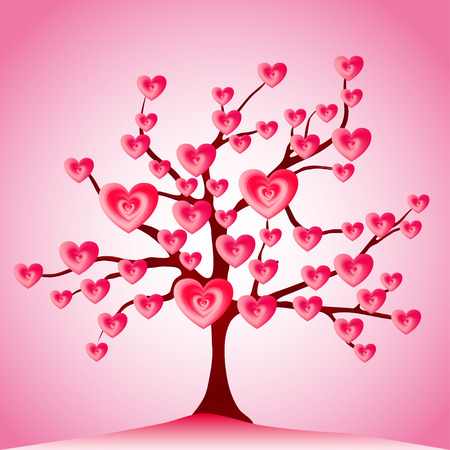 Valentine love tree, leaves from hearts, vector illustrationsのイラスト素材