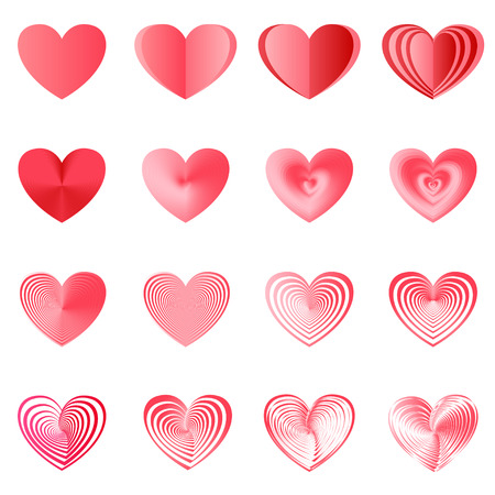 red hearts - love symbol, vector illustrations setのイラスト素材