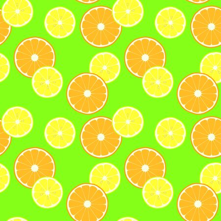 seamless pattern with slice citruses - lemon and orangeのイラスト素材