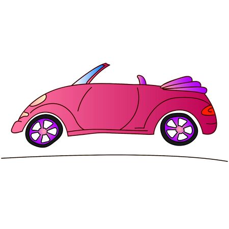 red lady car, traveling on cabriolet illustrationのイラスト素材