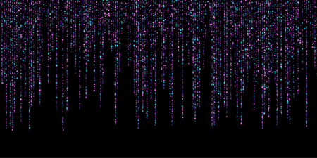 Garland glitter festoons hanging background vector. Sparkle dust falling, flying square confetti vertical lines.のイラスト素材