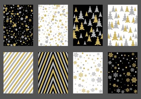 Winter background snow pattern, halftone texture, christmas tree silhouette, confetti explosion.のイラスト素材