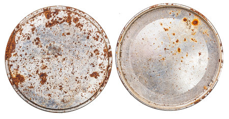 Set Round cap metal rusty isolated on white backgroundの写真素材