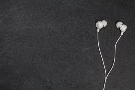 Headphone on tableの写真素材