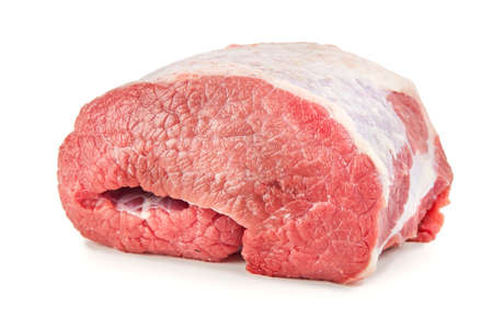 Pieces of raw fresh Beef isolated on white backgroundの写真素材