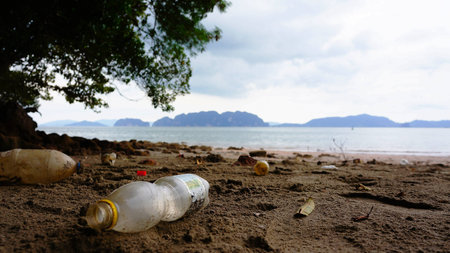 Garbage on the beachの写真素材