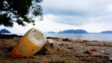 Garbage on the beachの写真素材