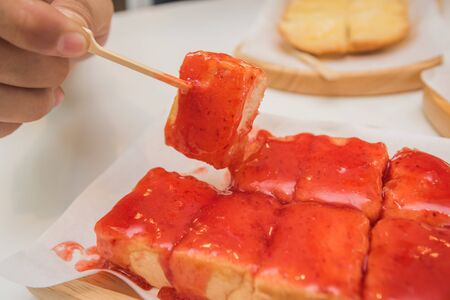 strawberry jam toast, strawberry jam breadの写真素材