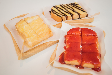 strawberry jam bread, condensed milk sugar bread, chocolate bread