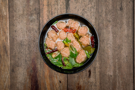 spicy meat ball soup, Thailand foodの写真素材