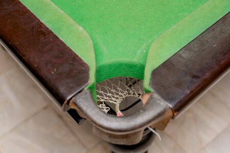 snooker table with billiard balls