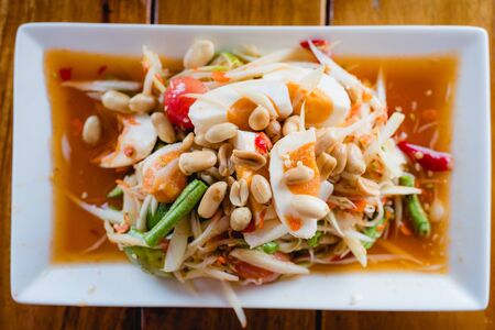papaya salad or Som Tum, Thai foodの写真素材