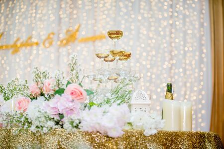 tower of champagne glass in wedding, wedding ceremony
