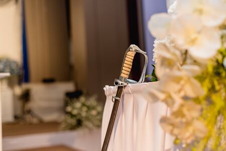 sword for cut wedding cake,wedding ceremony accessories tool, wedding ceremonyの写真素材
