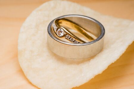 ring and potato chips, wedding rings, Engagement rings, wedding ceremony
