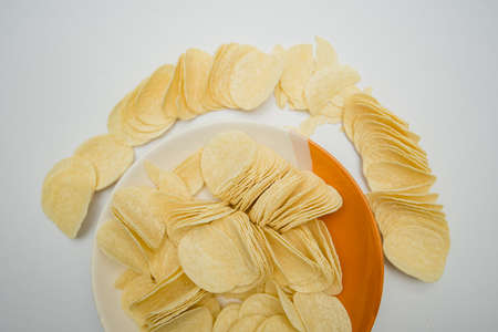 Crispy potato chipsの写真素材