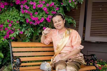 women wear Thailand National Costumeの写真素材