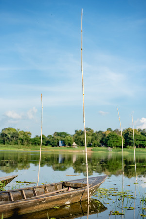 long tail boat in riverの写真素材