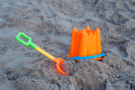 Children's beach toys buckets and spadeの写真素材