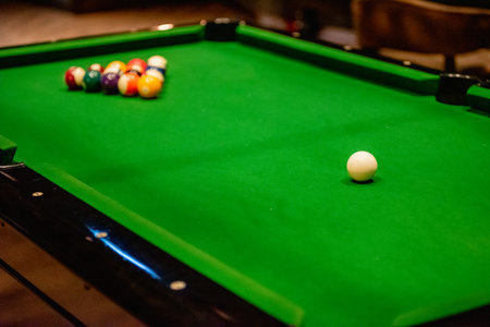 Snooker ball on snooker tableの写真素材
