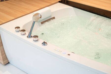 ceramic bathtub, bathtub interior luxury in bathroom