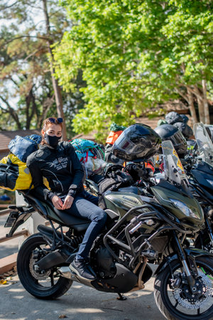 Unidentified rider with motorcycle Kawasaki versys 650 at chaing rai, Thailand. 30のeditorial素材