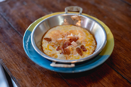 panned egg , Fried Egg with Toppings, Vietnam food, Thai foodの写真素材