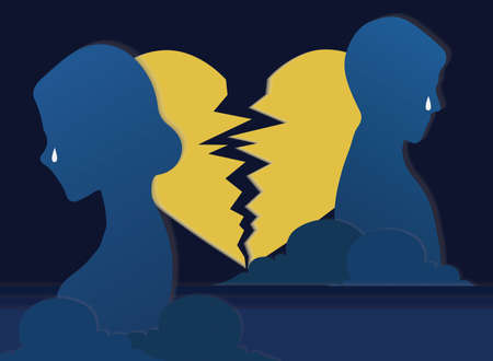 broken heart, bad day concept, vector