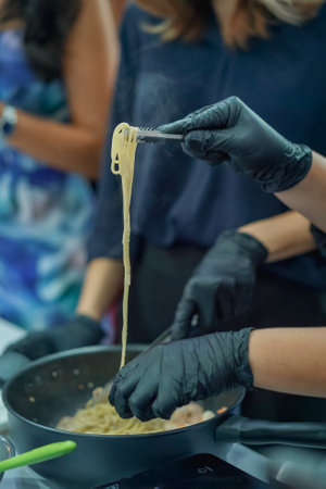Creamy Spaghetti shrimp with Truffle Sauceの写真素材