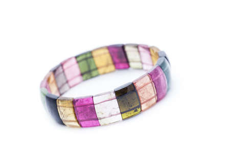 colourful bracelet isolated on white backgroundの写真素材
