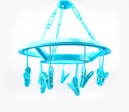 Plastic clothespin circle clothing socks drying clip 10 headの写真素材