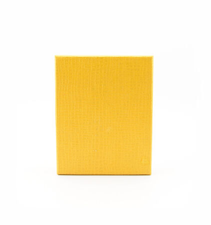 Yellow box is open cover bottom has square patternの写真素材