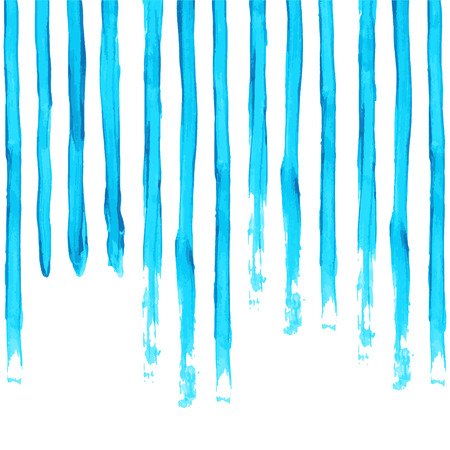 Vector turquoise blue watercolor dry brush stroke striped texture isolated on white background. Drawing by hand.のイラスト素材