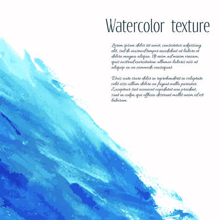 Vector turquoise blue, indigo watercolor texture background, dry brush stains, strokes, spots isolated on white. Abstract artistic frame, place for text or logo. Acrylic hand painted gradient backdropのイラスト素材