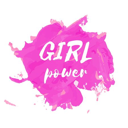 Girl Power hand drawn letteringe badge.のイラスト素材