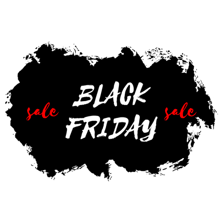 Black friday sale watercolor vector texture background. Grunge hand painted calligraphy frame template, abstract illustration, ink dry brush stain, stroke, splash, blot, smudge. Lettering inscription.のイラスト素材