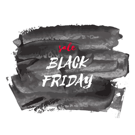 Black friday sale watercolor vector texture background. Grunge hand painted calligraphy frame template, abstract illustration, ink dry brush stain, stroke, splash, blot, smudge. Lettering inscription.のイラスト素材