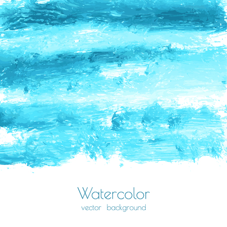 Vector turquoise blue, indigo watercolor texture background, dry brush stains, strokes, spots isolated on white. Abstract artistic frame, place for text or logo. Acrylic hand painted pours, fluid art.のイラスト素材