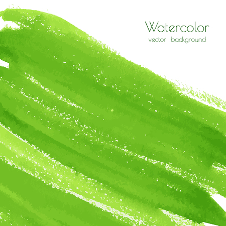 Vector greenery watercolor texture background with dry brush stains, strokes, spots isolated on white. Abstract artistic lime green grass frame, place for text. Acrylic hand painted gradient backdrop.のイラスト素材